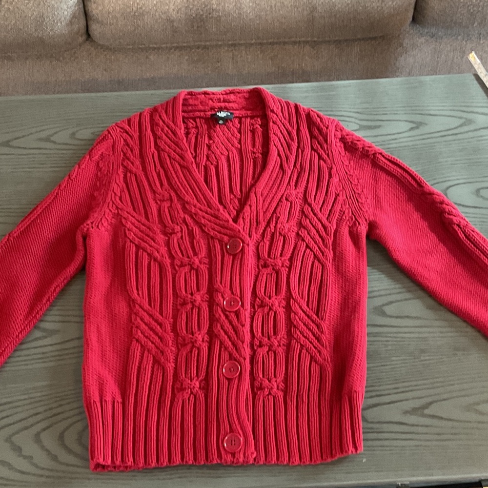 Talbots Vibrant Red Knit Cardigan